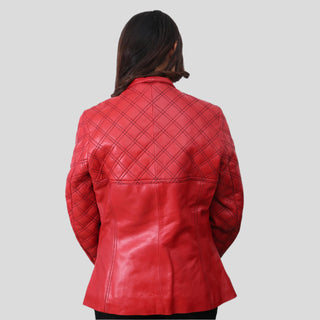Women red biker jacket