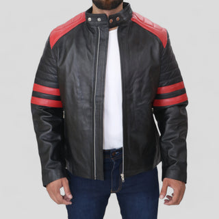black jacket red stripes