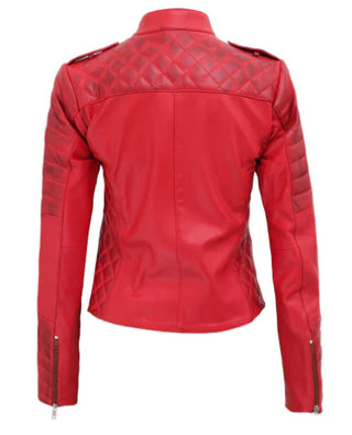red leather jacket women